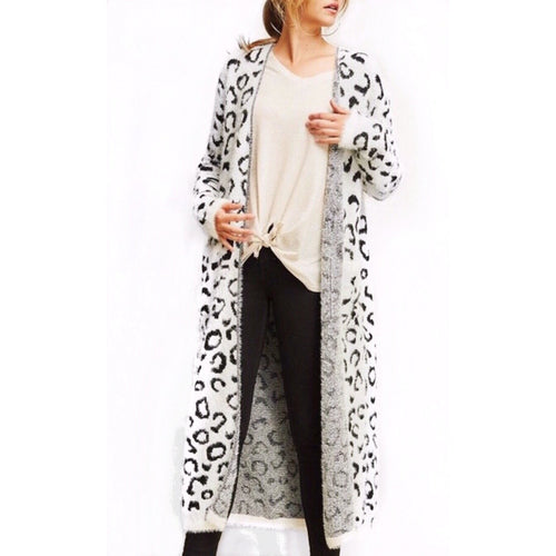 Entro Cardigan Duster Large / White / Black Snow Leopard / 50 % Polyester 50 % Acrylic Sale ! Cassidy Snow Leopard Cardigan Duster
