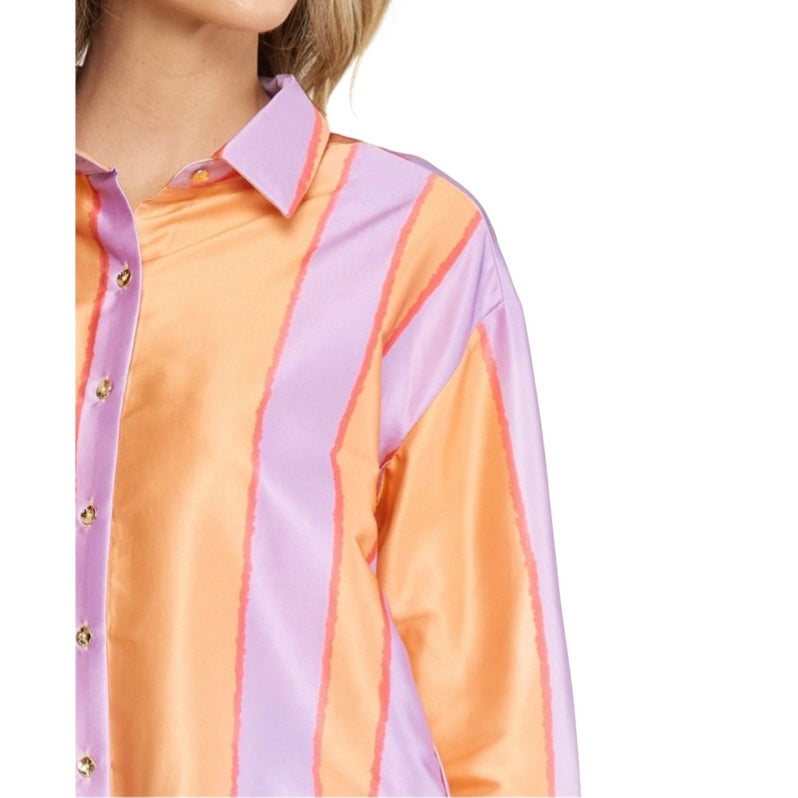 Glamco Boutique  Long Sleeve Button Down Top/Blouse New! Adeline Long Sleeve Silky Button Down Top