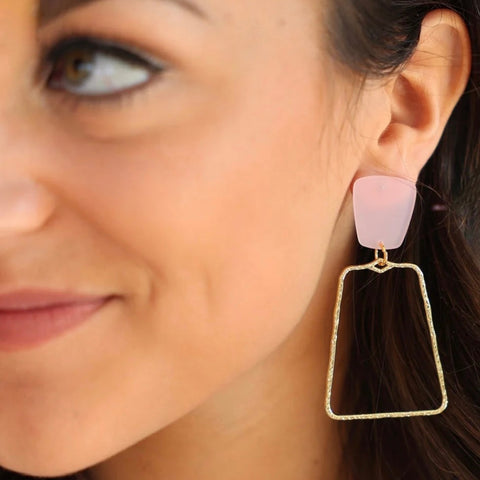 Sold Out ! Palm Beach Lightweight Statement Earrings in Orange / Pink