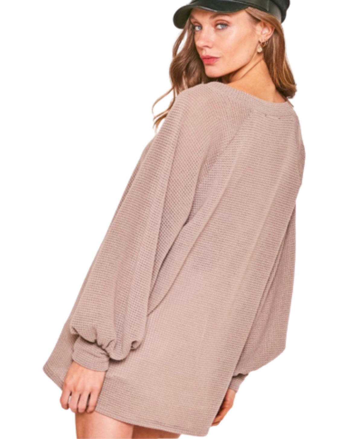 Glamco Boutique  Sale ! Autumn Textured Knit Long Sleeve Top in Terra Cotta