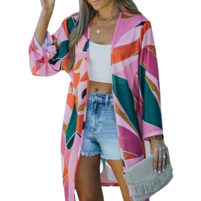 Glamco Boutique  Top New ! Taylor Lightweight Multicolor Kimono