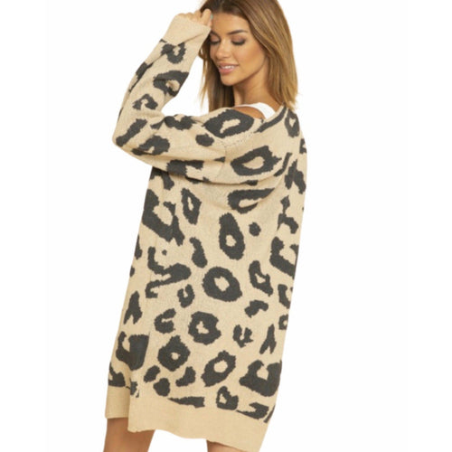 New ! Chaz Leopard Knit Cardigan - Glamco Boutique 