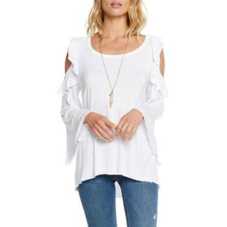 SALE ! Angie  Cold Shoulder Ruffle T Shirt Top by Chaser - Glamco Boutique 