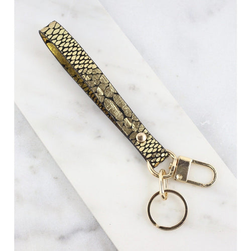 New !Petra Key Chain In Black and Gold Animal Print - Glamco Boutique 