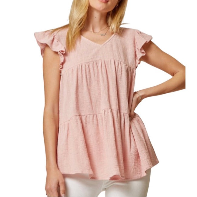 Glamco Boutique  Boho Style , Boho Chic , Indie style Audrey Baby Doll  Flutter Sleeve Top