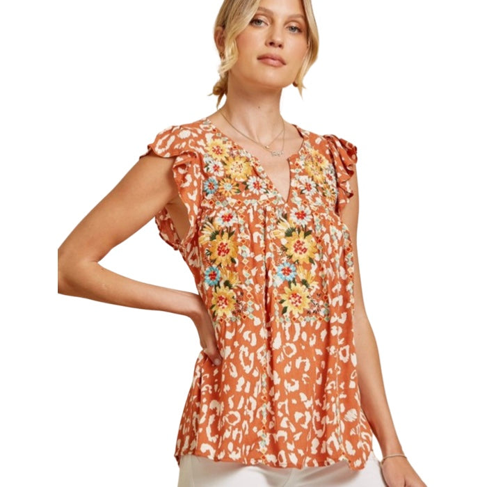 Glamco Boutique  Boho Style , Boho Chic , Indie style Small New ! Montecito Flutter Sleeve Top