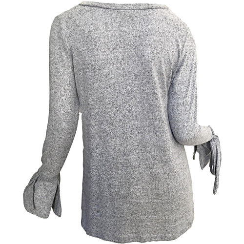 SALE ! Bow Sleeve V-Neck Jersey Top - Glamco Boutique 