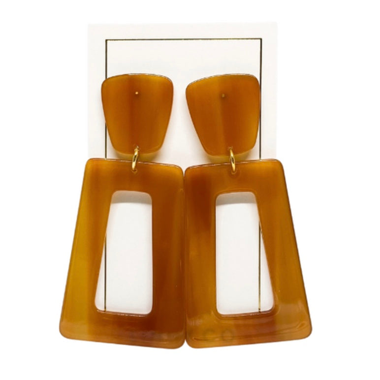 Glamco Boutique  Handmade Lightweight New ! Oh , Honey    Lightweight Statement Earrings In Honey Resin