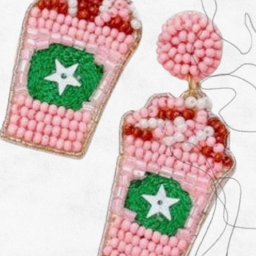 Glamco Boutique  Jewelry Pink Frappe Seed Beaded Earrings
