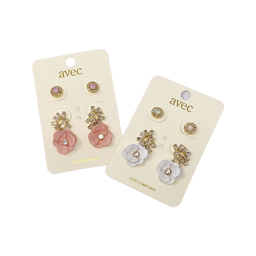 Glamco Boutique  New ! Blooming In Pink Stud Earring Set