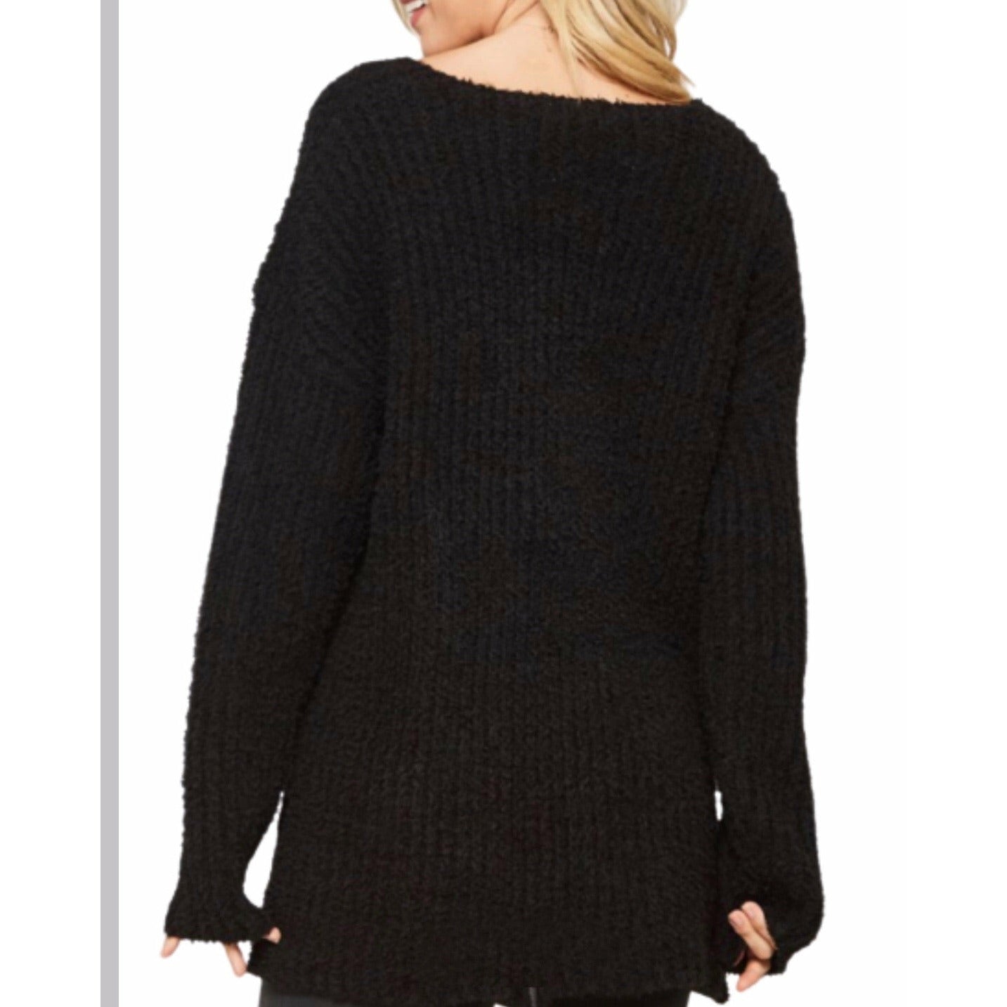 New ! Jet Setter Ribbed Knit Sweater In Black - Glamco Boutique 