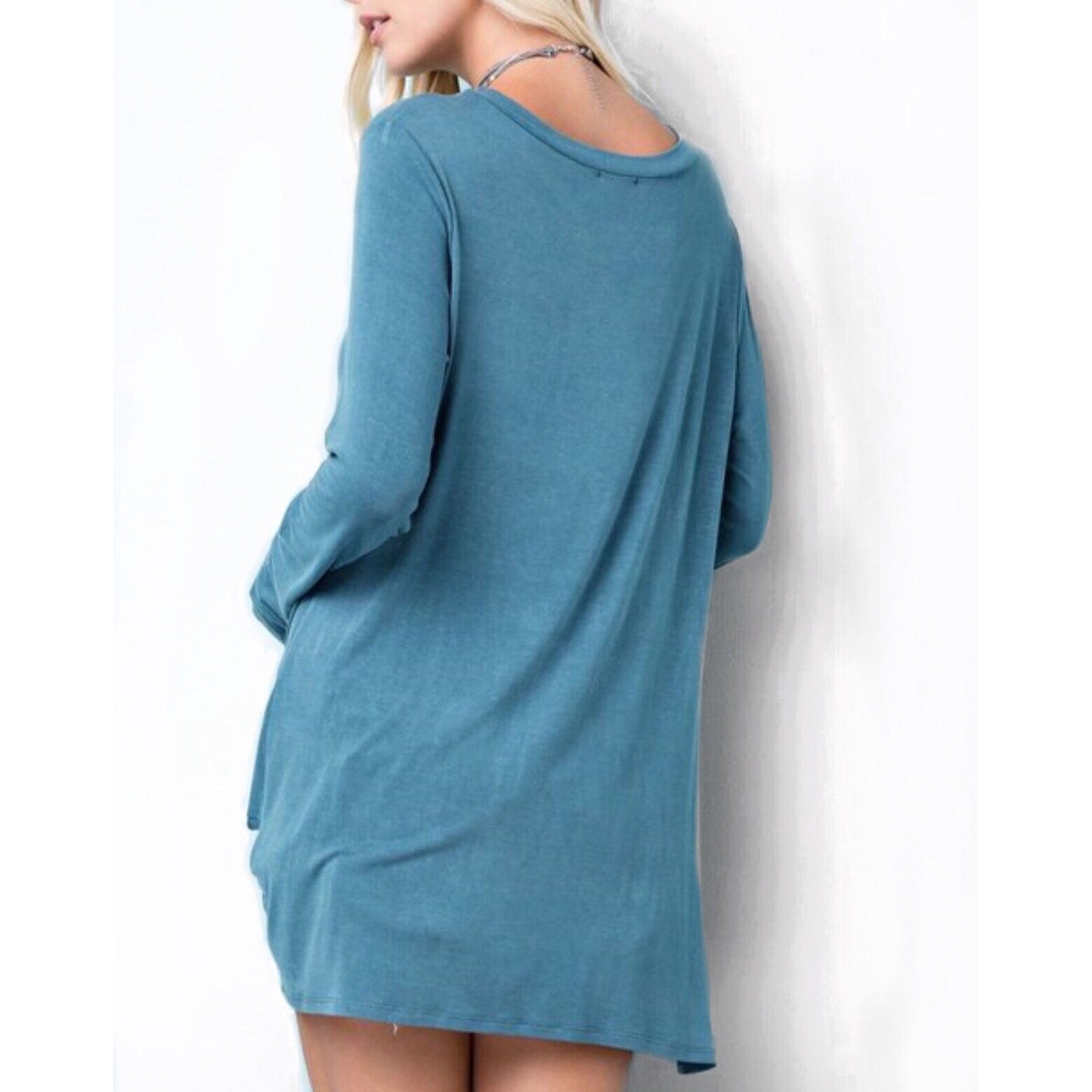 SALE ! Dylan Knotted Pullover Top, Sea Blue - Glamco Boutique 