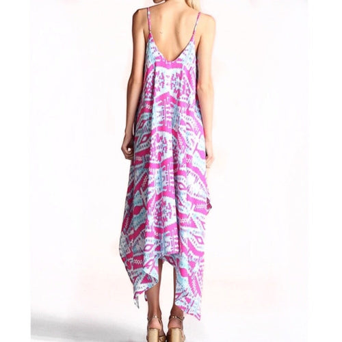 SALE ! Giselle Midi Dress in Pink Ikat - Glamco Boutique 