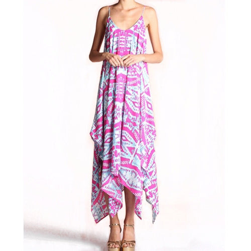 SALE ! Giselle Midi Dress in Pink Ikat - Glamco Boutique 