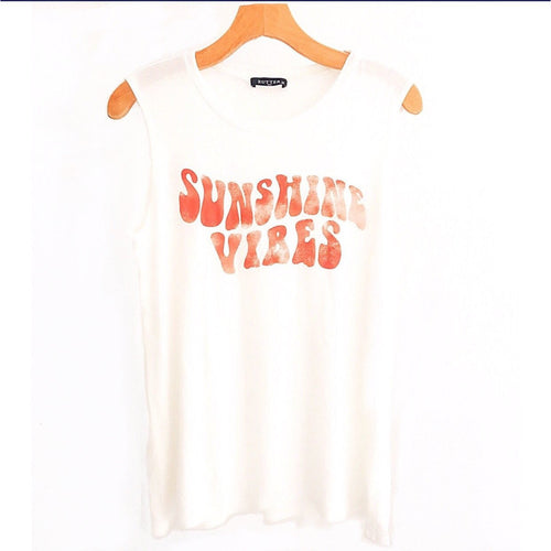 SALE ! Sunshine Vibes Tank T Shirt Top - Glamco Boutique 
